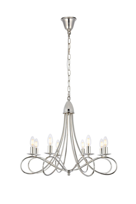 Elegant Lighting 1452D28PN Eight Light Pendant, Polished Nickel