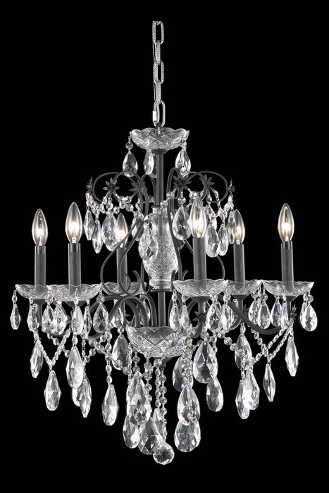 Elegant Lighting 2016D24DB/RC Six Light Chandelier, Dark Bronze