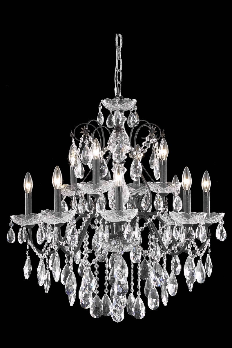 Elegant Lighting 2016D28DB/RC 12 Light Chandelier, Dark Bronze