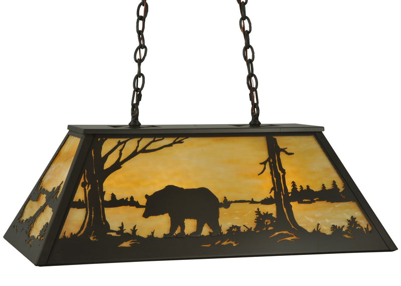 Meyda Tiffany 130626 Six Light Oblong Pendant, Timeless Bronze