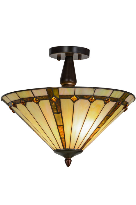 Meyda Tiffany 138901 Two Light Semi Flush Mount, Mahogany Bronze