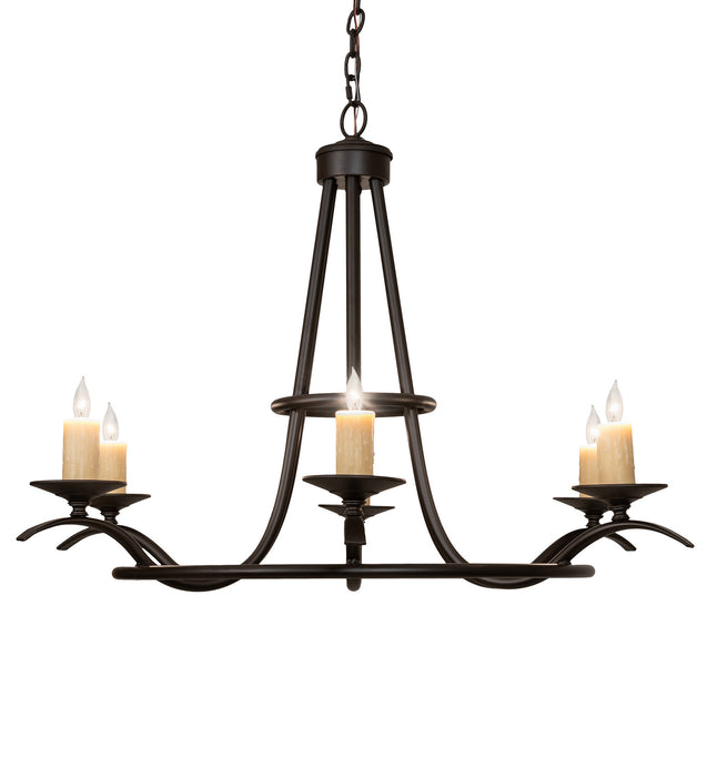 Meyda Tiffany 141829 Six Light Chandelier, Black Metal,Custom