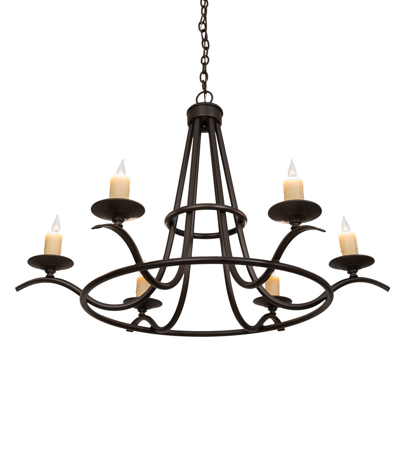Meyda Tiffany 141829 Six Light Chandelier, Black Metal,Custom
