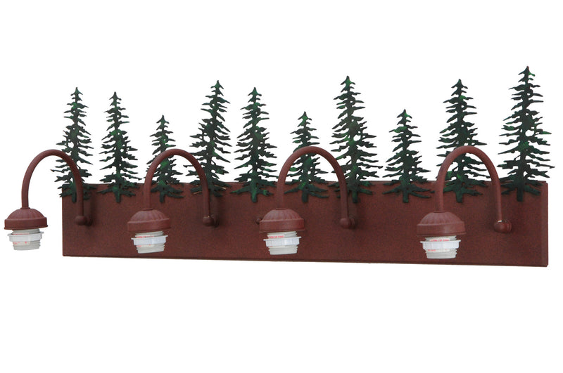 Meyda Tiffany 142629 Four Light Vanity, Wrought Iron On Rust/Green Trees