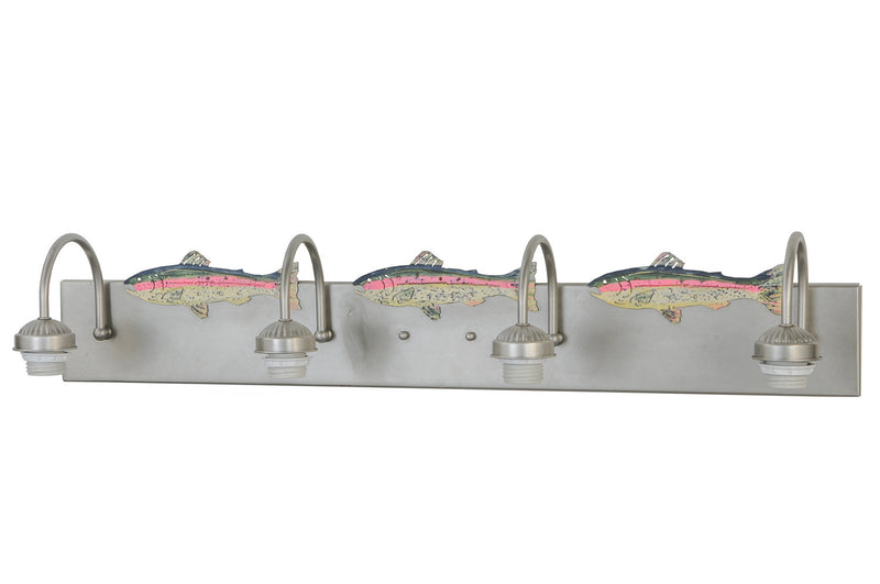 Meyda Tiffany 147870 Four Light Vanity Hardware, Nickel/Painted Trout