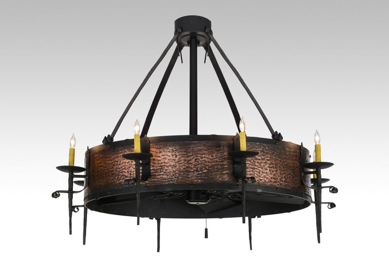Meyda Tiffany 147944 Eight Light Chandel-Air, Black Metal,Burnished Copper
