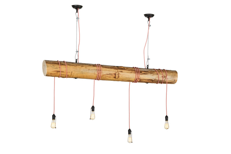 Meyda Tiffany 152205 Four Light Island Pendant, Black Metal,Steel,Natural Wood