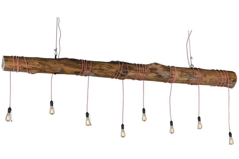 Meyda Tiffany 152206 Eight Light Island Pendant, Black Metal,Steel,Natural Wood