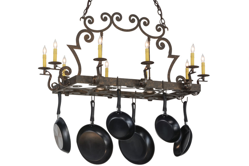Meyda Tiffany 153216 12 Light Pot Rack, Gilded Tobacco