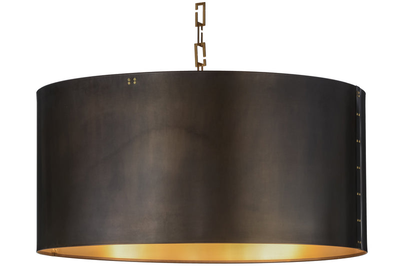 Meyda Tiffany 153356 12 Light Pendant, Craftsman Brown & Brushed Brass