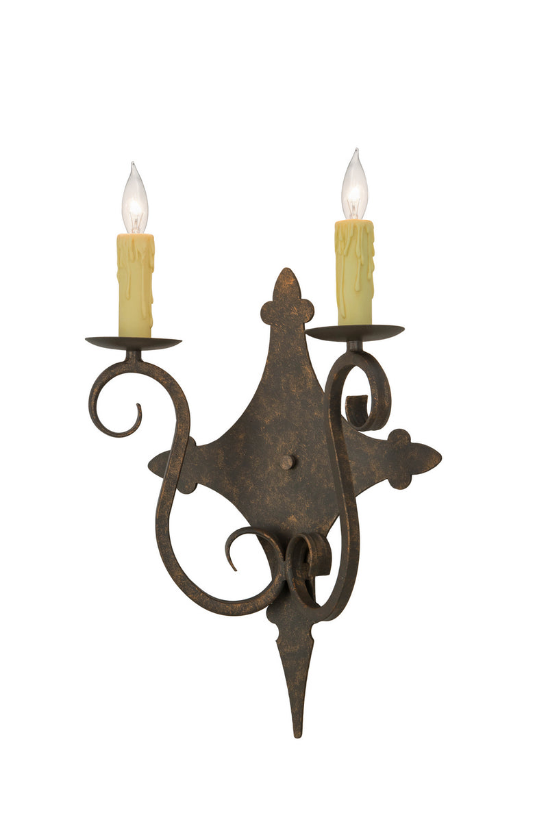 Meyda Tiffany 153385 Two Light Wall Sconce, Gilded Tobacco