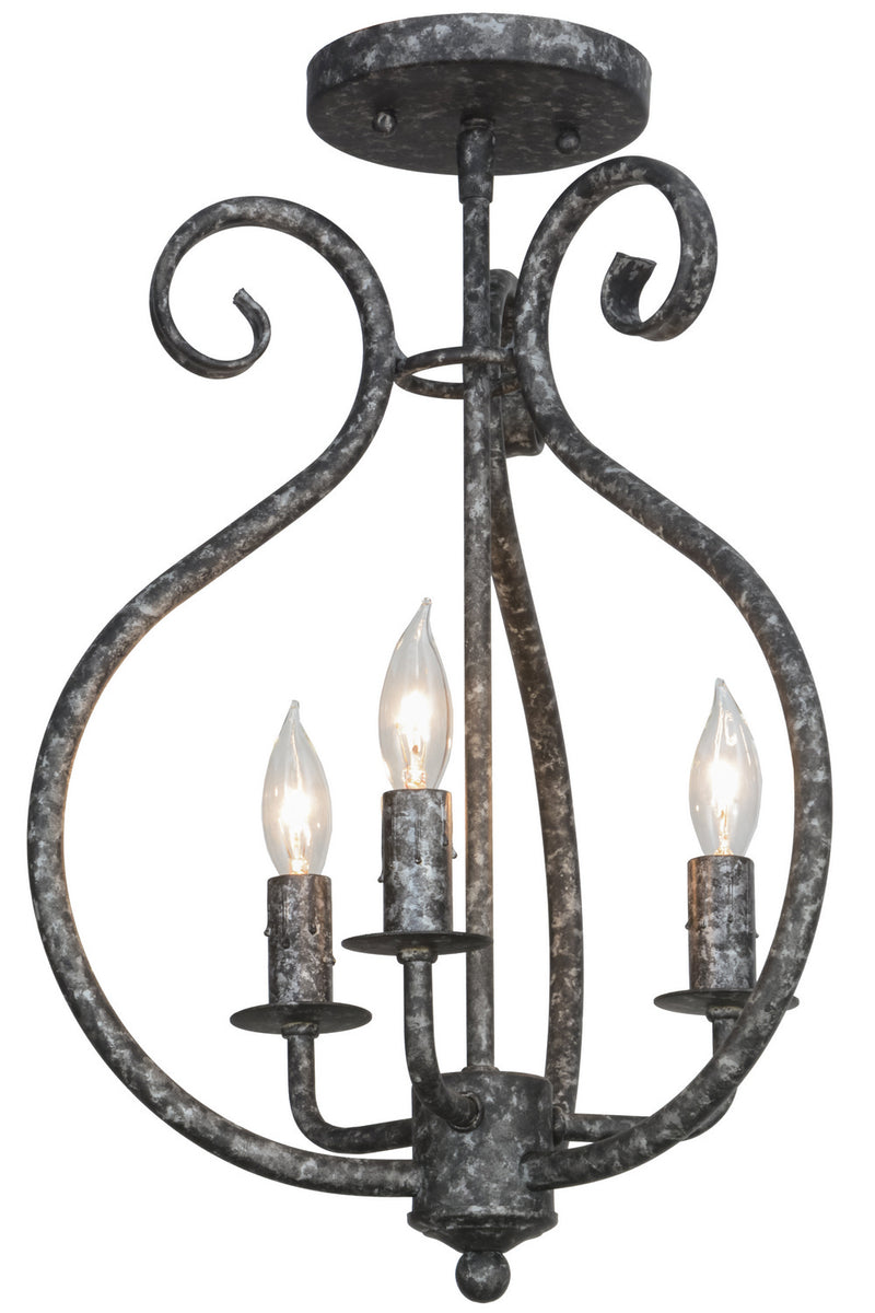 Meyda Tiffany 153438 Three Light Semi-Flushmount, Graphite Pewter
