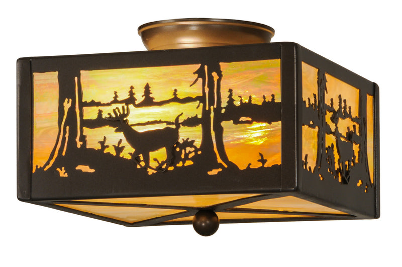 Meyda Tiffany 15352 Two Light Flushmount, Timeless Bronze