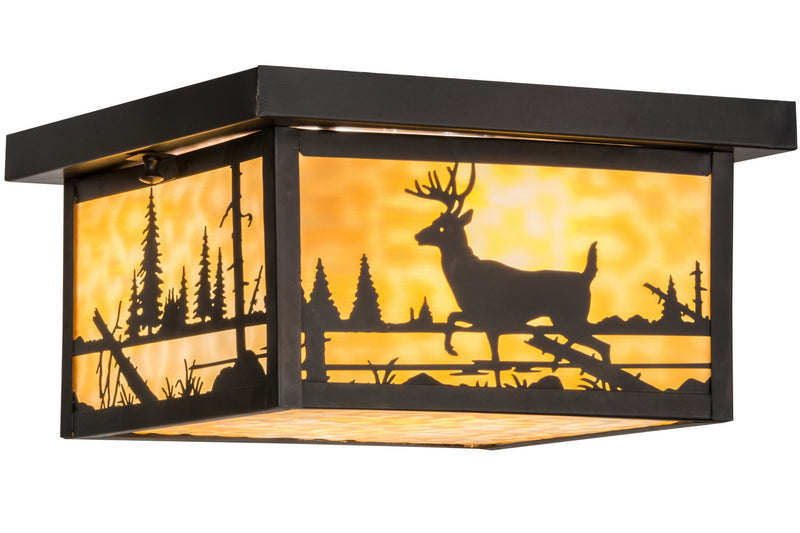 Meyda Tiffany 153550 Two Light Flushmount, Craftsman Brown