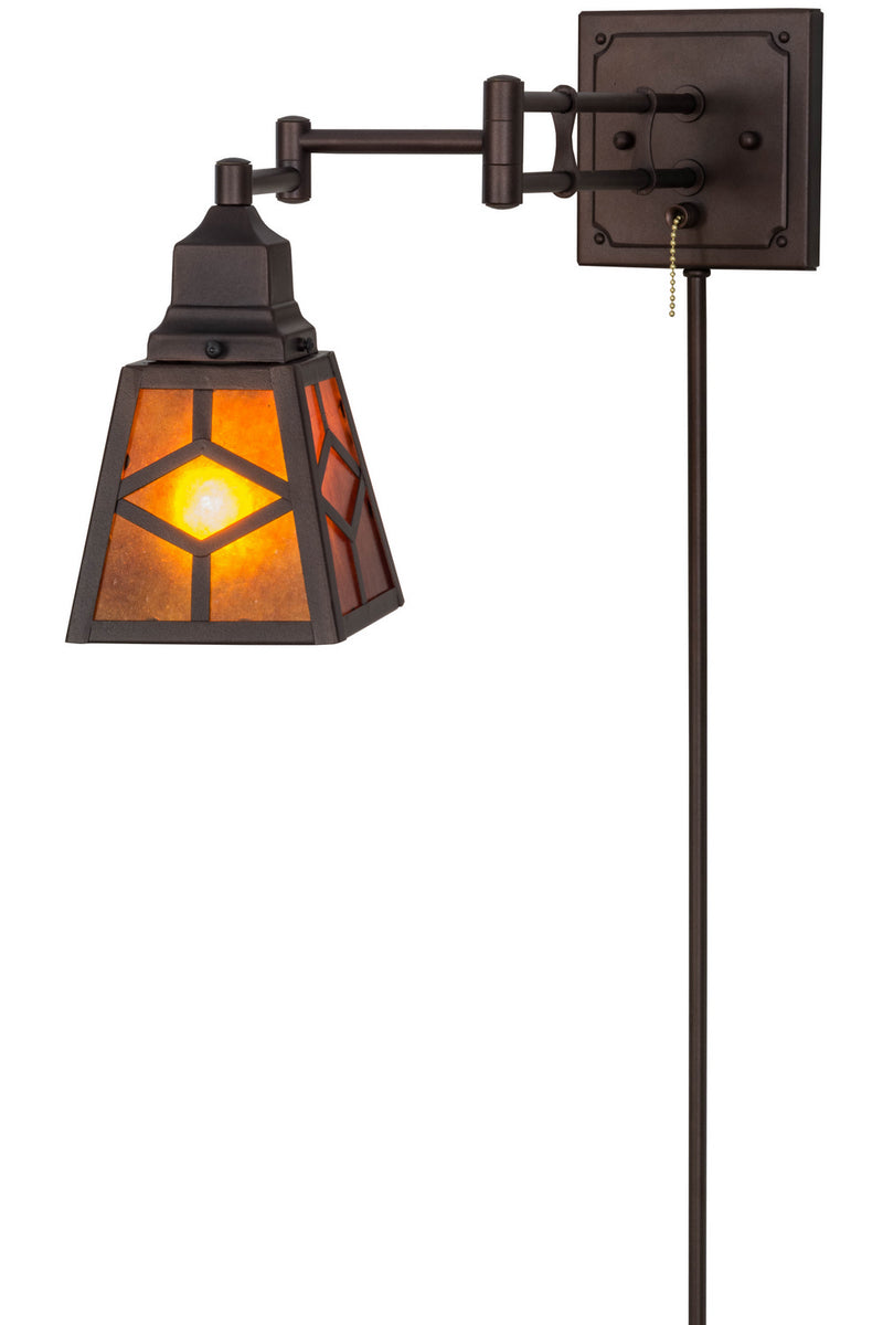 Meyda Tiffany 153785 One Light Swing Arm Wall Sconce, Mahogany Bronze