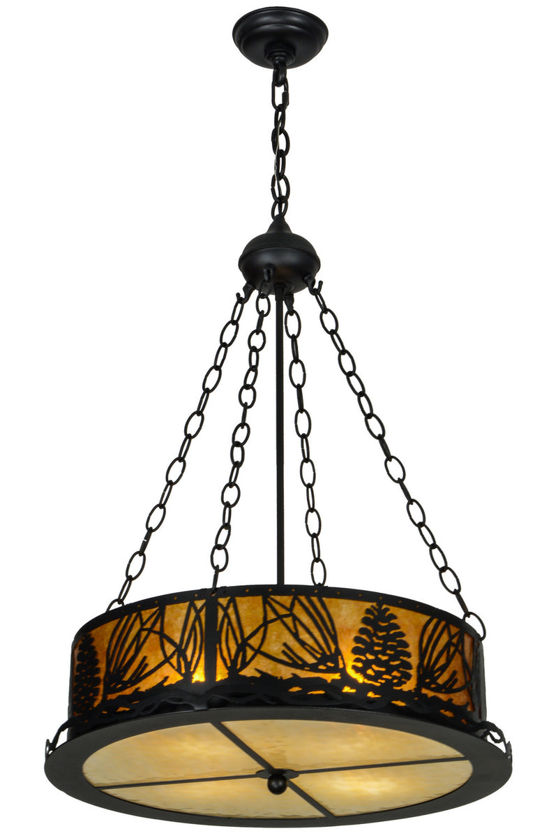 Meyda Tiffany 153800 Four Light Inverted Pendant, Textured Black