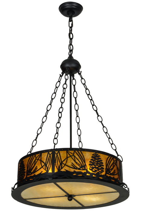 Meyda Tiffany 153800 Four Light Inverted Pendant, Textured Black