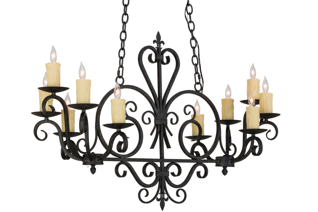 Meyda Tiffany 153936 Ten Light Chandelier, Antique Iron Gate
