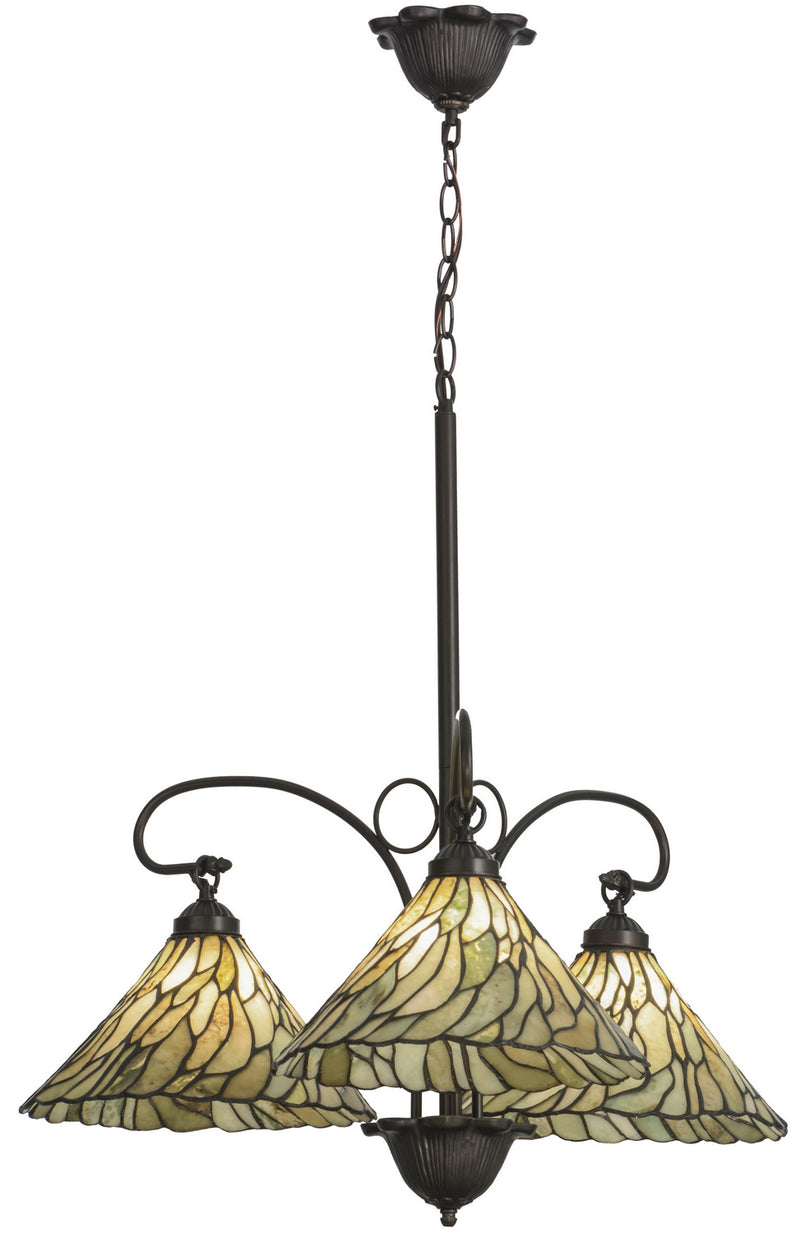 Meyda Tiffany 153966 Three Light Chandelier, Mahogany Bronze