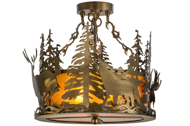 Meyda Tiffany 153985 Two Light Semi-Flushmount, Antique Copper