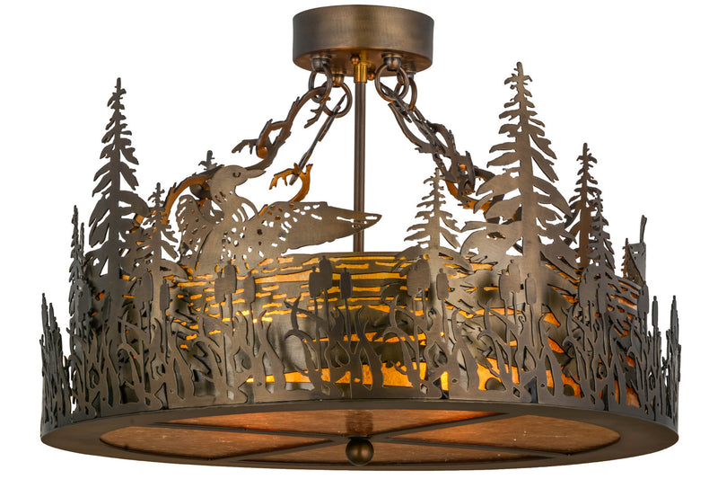 Meyda Tiffany 153997 Four Light Semi-Flushmount, Antique Copper