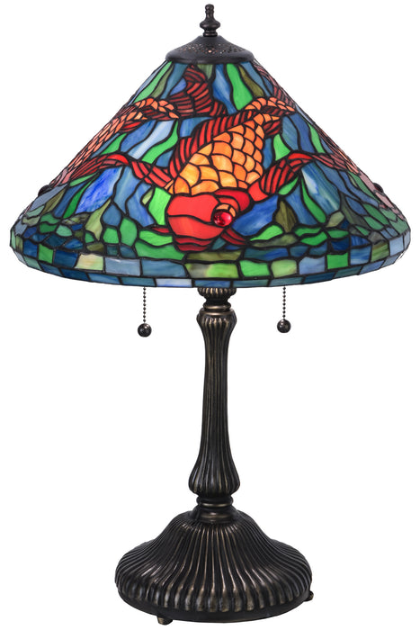 Meyda Tiffany 154003 Two Light Table Lamp, Antique Brass