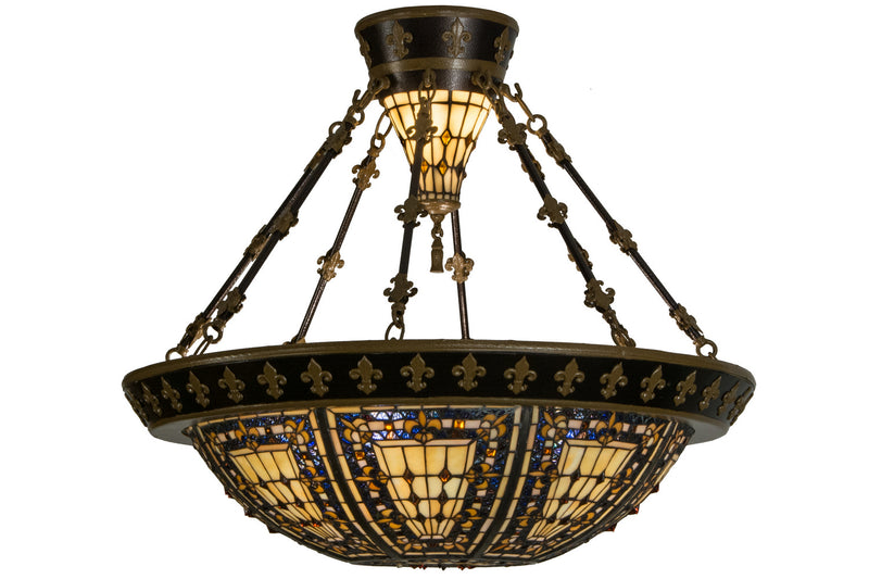 Meyda Tiffany 154254 Six Light Semi-Flushmount, Antique Copper,Nickel