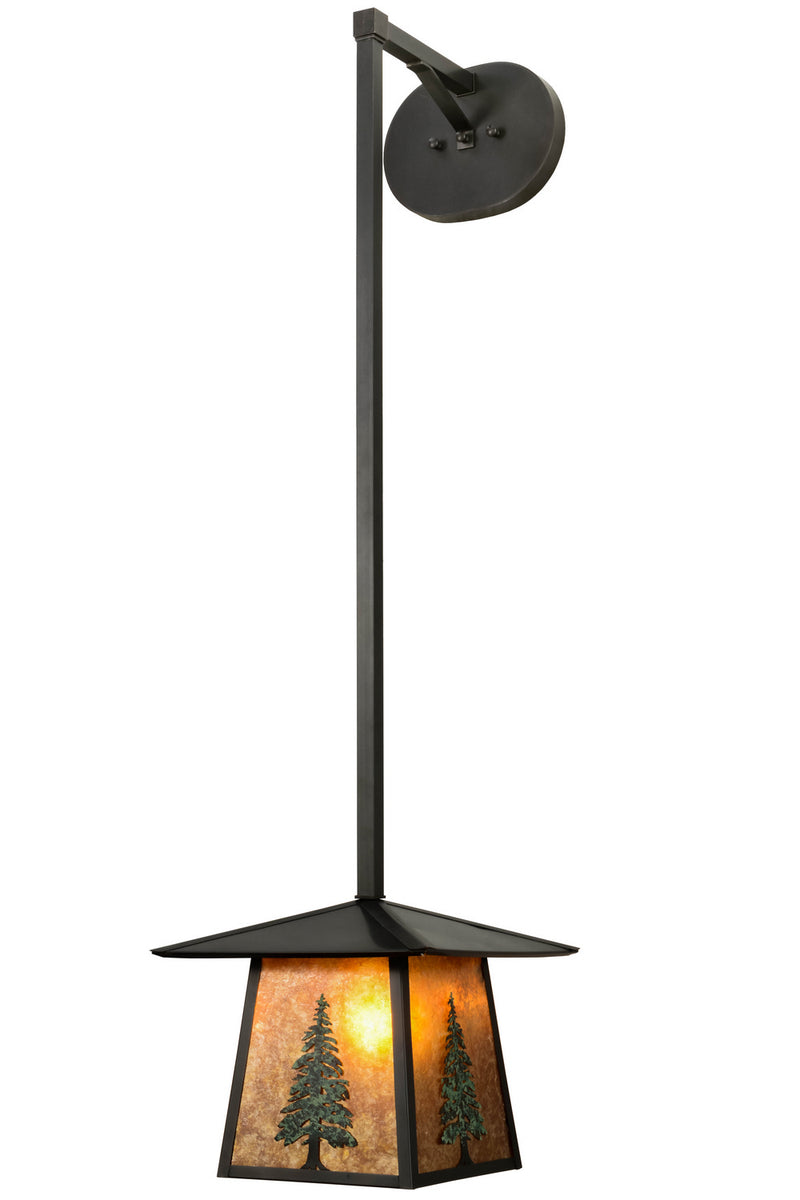 Meyda Tiffany 154425 One Light Wall Mount Pendant, Craftsman Brown & Green Trees