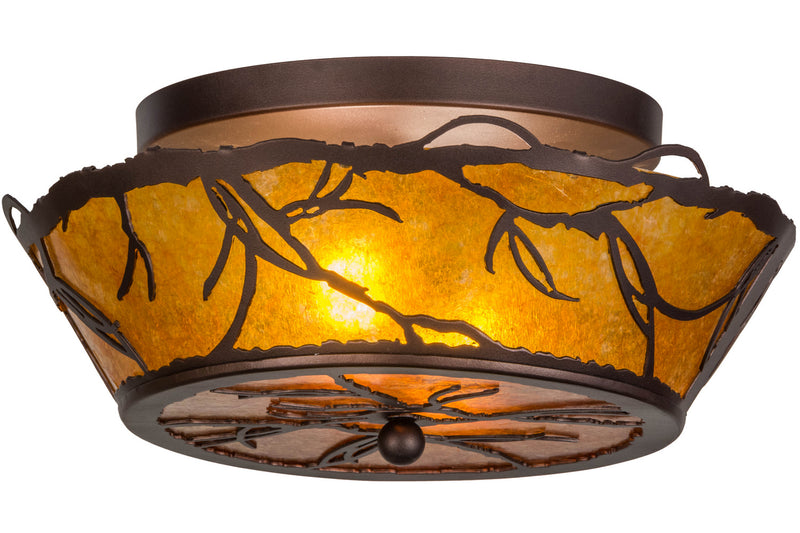 Meyda Tiffany 154445 Two Light Flushmount, Mahogany Bronze