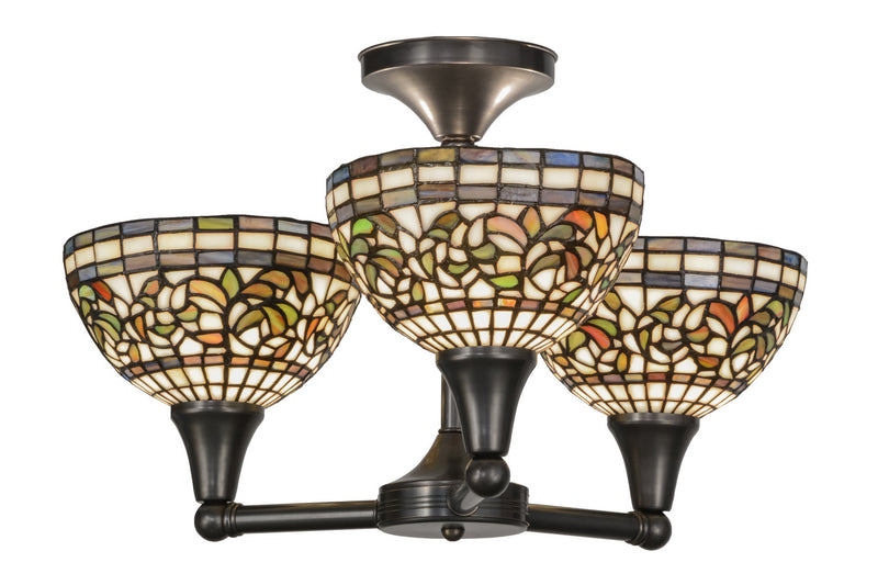Meyda Tiffany 154475 Three Light Flushmount, Craftsman Brown