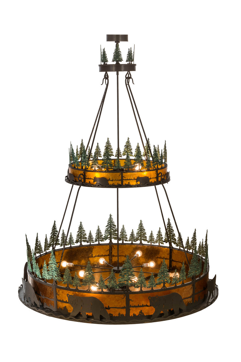Meyda Tiffany 154616 12 Light Pendant, Timeless Bronze/Green Trees