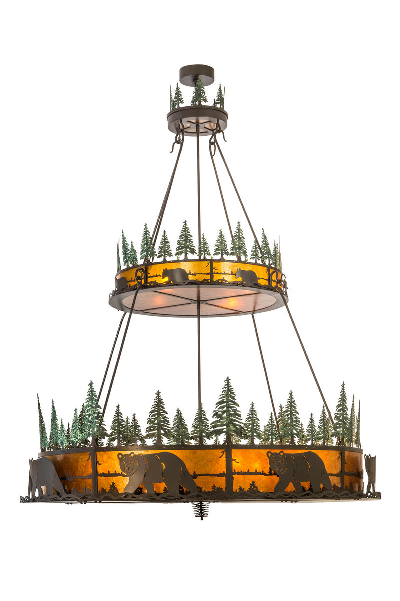 Meyda Tiffany 154616 12 Light Pendant, Timeless Bronze/Green Trees