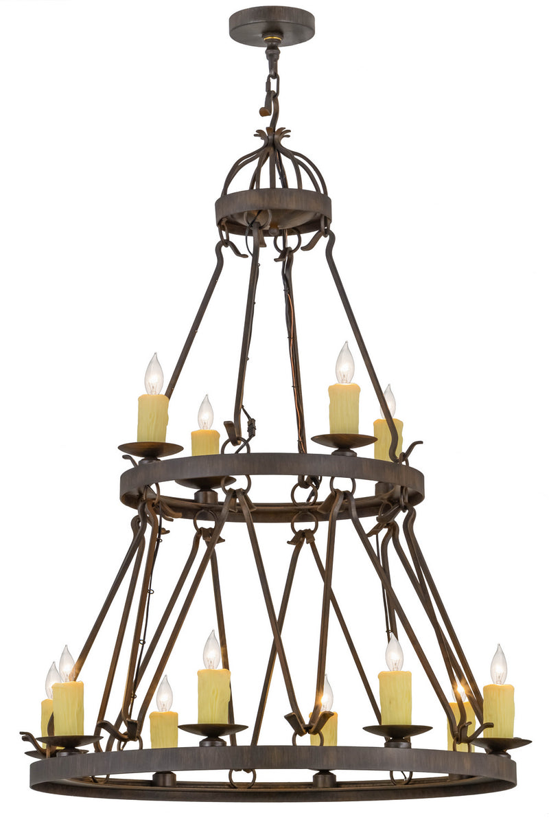 Meyda Tiffany 154642 12 Light Chandelier, Classic Rust