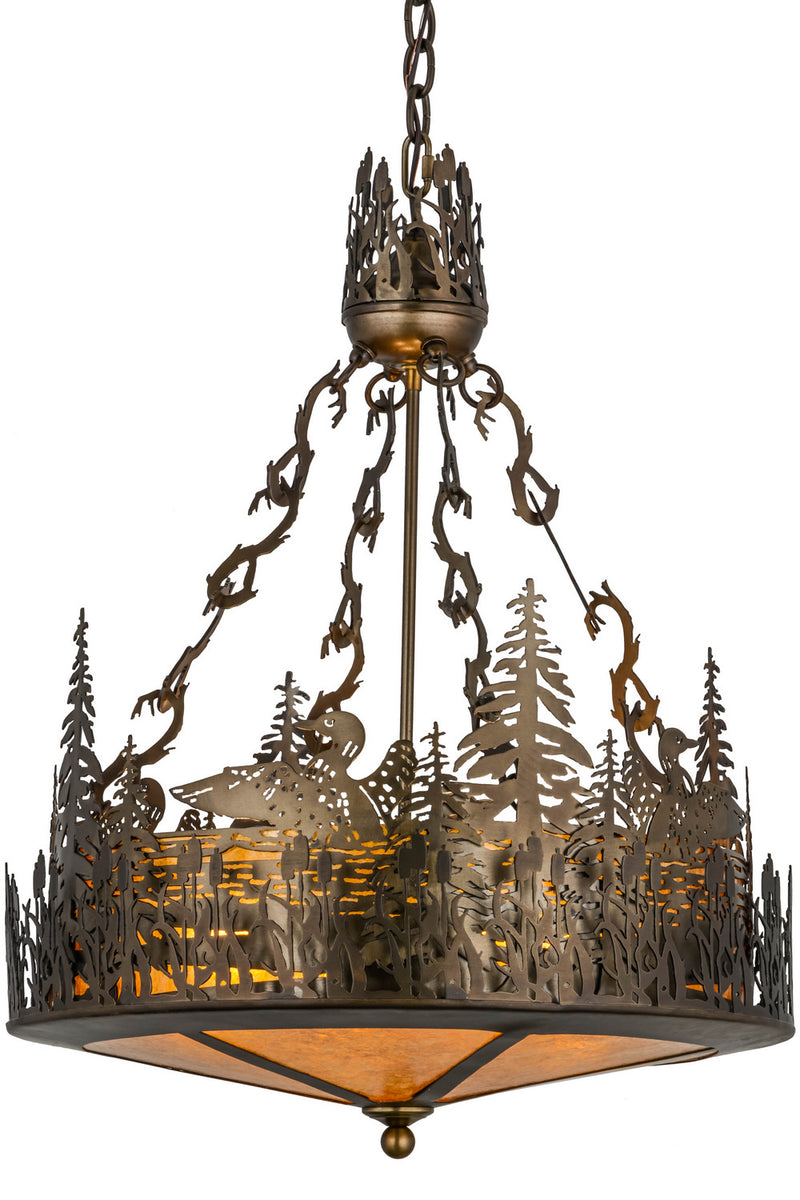 Meyda Tiffany 154670 Four Light Inverted Pendant, Antique Copper
