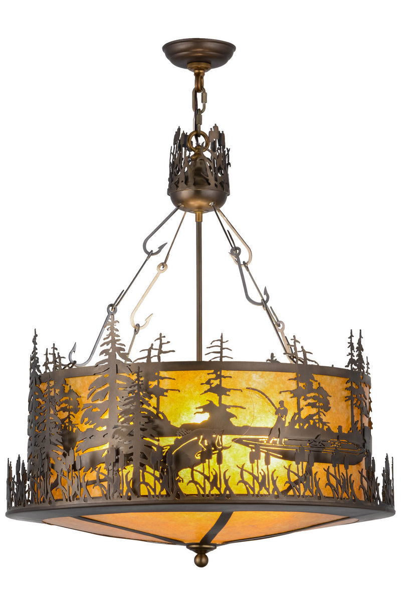 Meyda Tiffany 154676 Four Light Inverted Pendant, Antique Copper