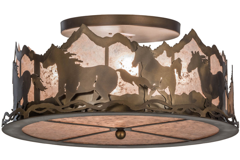 Meyda Tiffany 154711 Four Light Flushmount, Antique Copper