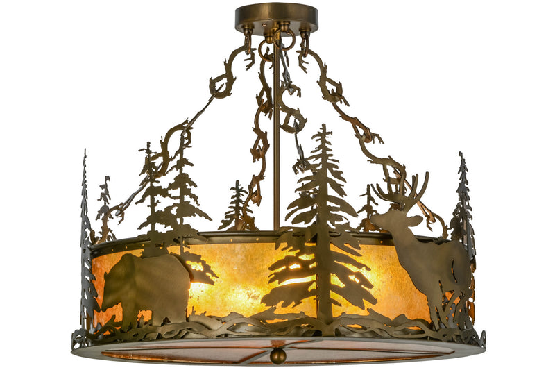 Meyda Tiffany 154745 Four Light Semi-Flushmount, Antique Copper