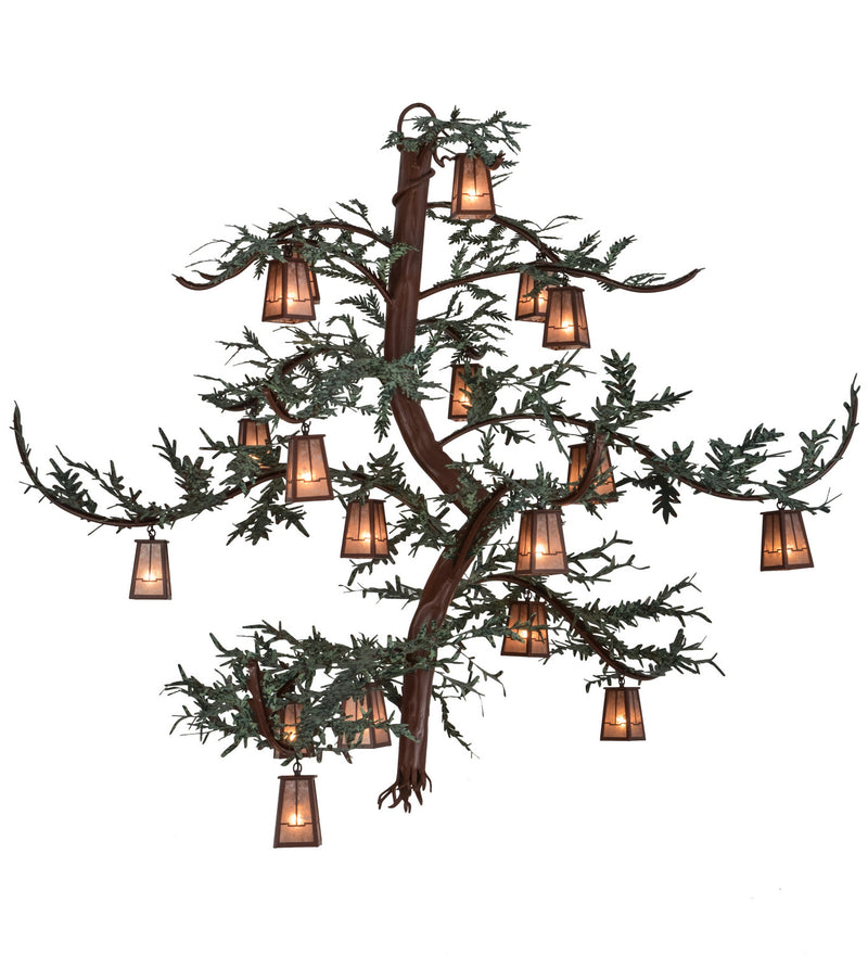 Meyda Tiffany 154790 18 Light Chandelier, Rust/Green Branches