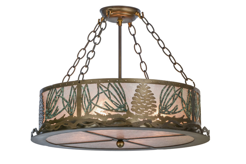 Meyda Tiffany 154878 Four Light Semi-Flushmount, Antique Copper/Green Needles