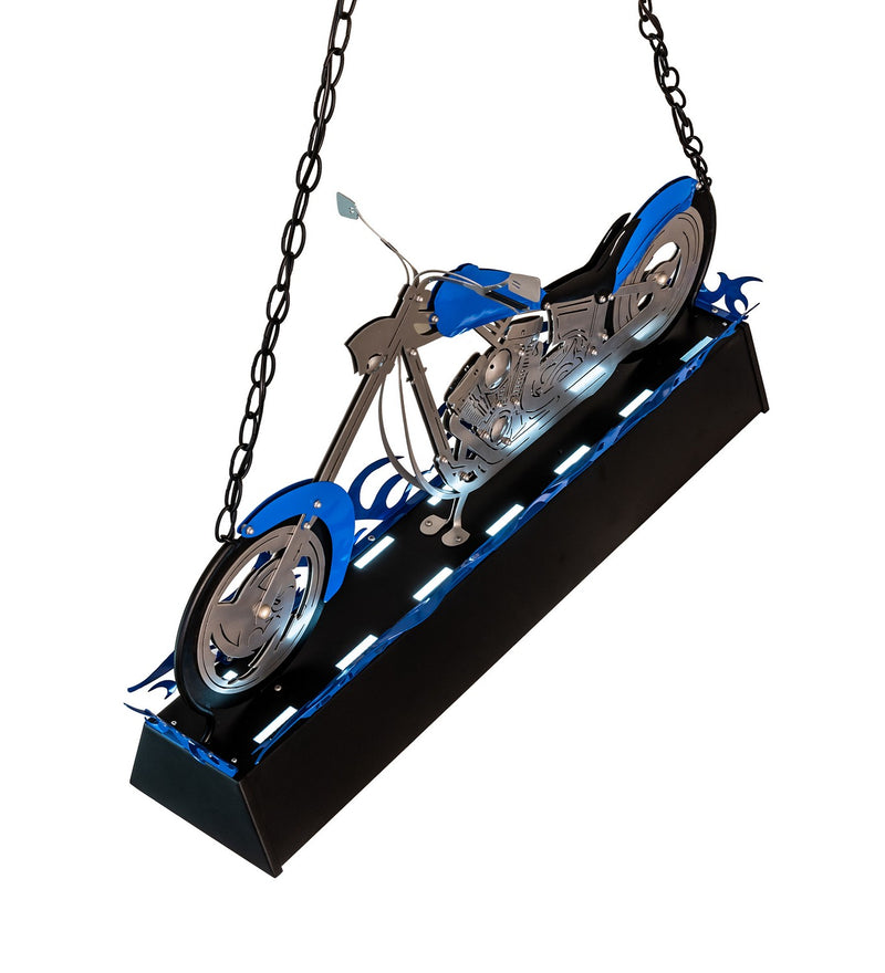 Meyda Tiffany 154966 Two Light Island Pendant, Blue Streak, Make A Wish Blue, Textured Black, Nickel