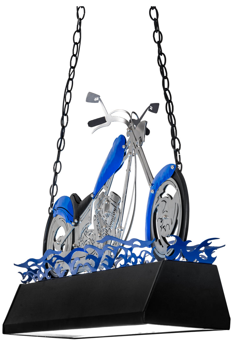 Meyda Tiffany 154966 Two Light Island Pendant, Blue Streak, Make A Wish Blue, Textured Black, Nickel