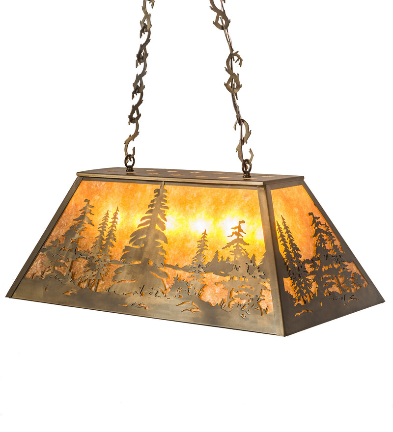 Meyda Tiffany 154998 Six Light Oblong Pendant, Antique Copper
