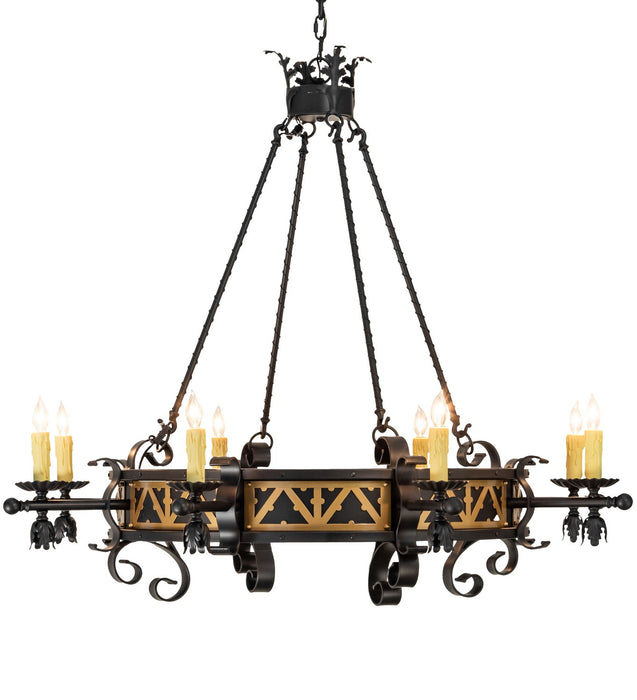 Meyda Tiffany 155072 Eight Light Chandelier, Blackwash/W Gold Accents