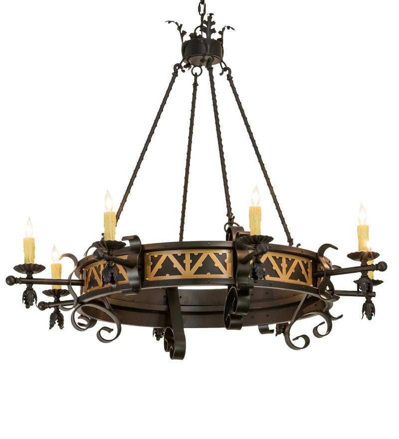 Meyda Tiffany 155072 Eight Light Chandelier, Blackwash/W Gold Accents