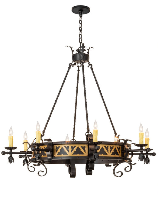 Meyda Tiffany 155072 Eight Light Chandelier, Blackwash/W Gold Accents