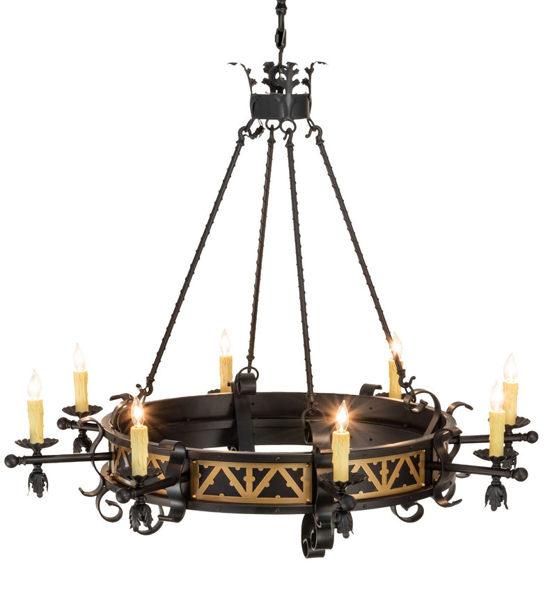 Meyda Tiffany 155072 Eight Light Chandelier, Blackwash/W Gold Accents