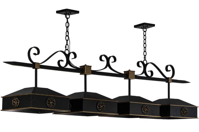 Meyda Tiffany 155075 Four Light Island Pendant, Blackwash/W Gold Accents