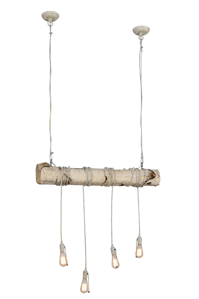 Meyda Tiffany 155182 Four Light Island Pendant, Black Metal,Natural Wood
