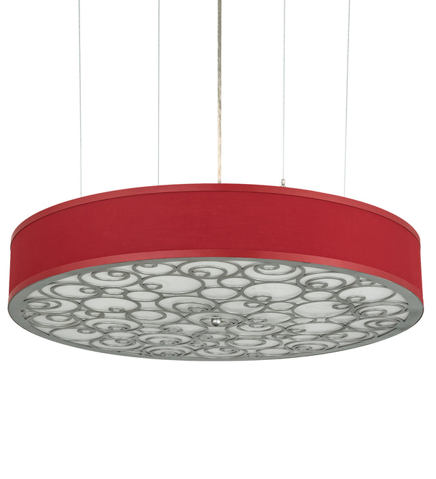 Meyda Tiffany 155398 Four Light Pendant, Nickel Powder/Regimental Red