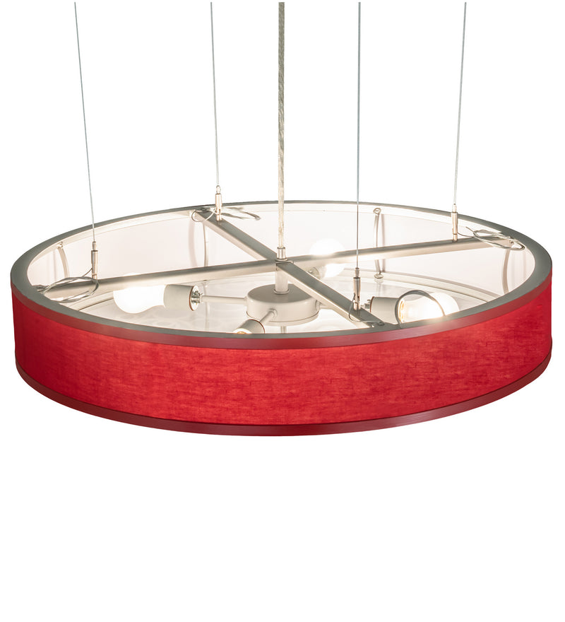 Meyda Tiffany 155398 Four Light Pendant, Nickel Powder/Regimental Red